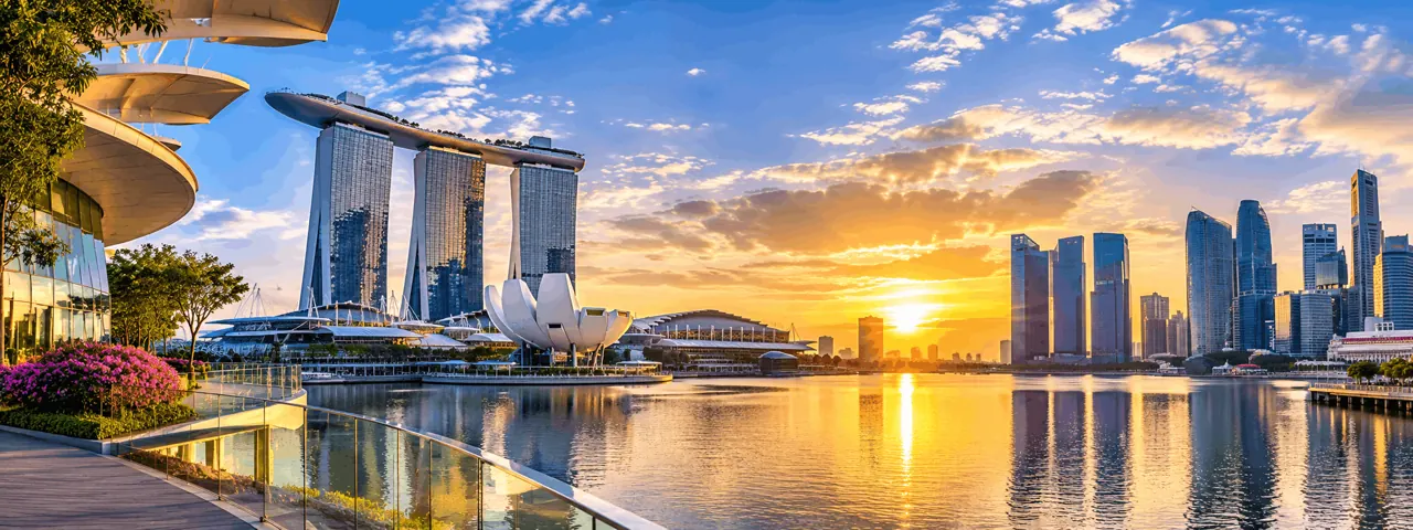 Singapore Marina Bay skyline at night